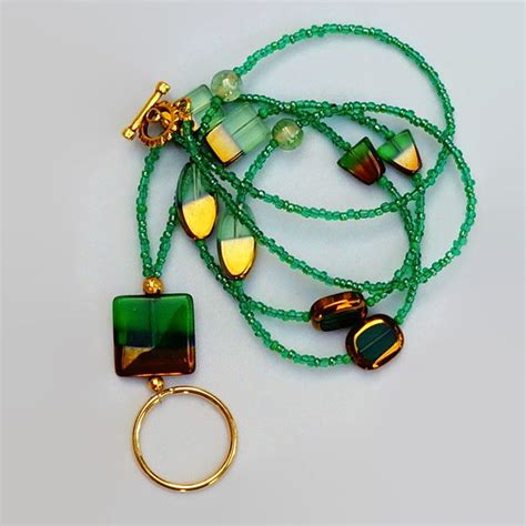 Green Glass Bead Lanyard Green ID Badge Beaded ID Holder - Etsy India