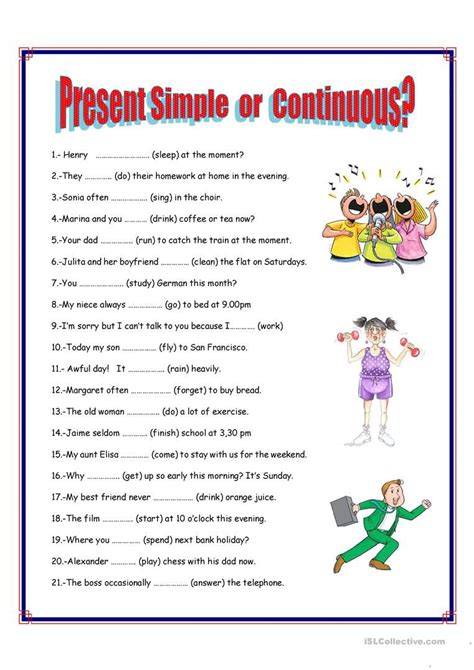 Present Simple vs Continuous 的图像结果