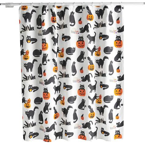 Happy Halloween Funny Ghost Shower Curtain, Fantasy Castle Black Tree ...