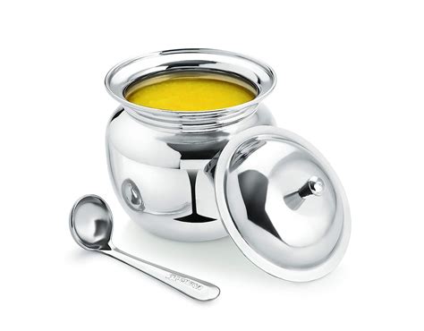Mukti Premium Stainless Steel Ritz Ghee Pot/Oil Pot/Ghee Dani With Lid ...