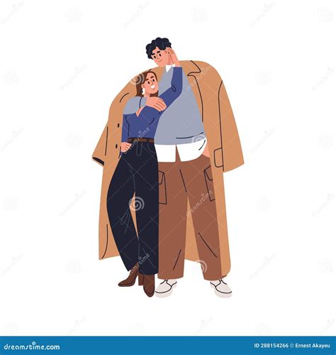 Love Couple Hugging. Happy Tall Man and Short Woman, Beloved People of ...