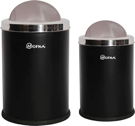 mofna Stainless Steel Swing Type Dustbin, 8x12 Inch and 10x14 Inch (Set ...