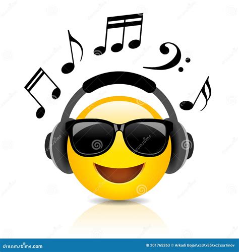 Music Emoji Emoticon Wearing Headphones Vector Illustration ...