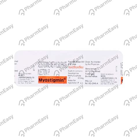 Buy Myostigmin 0.5 MG Injection (5) Online at Flat 15% OFF | PharmEasy