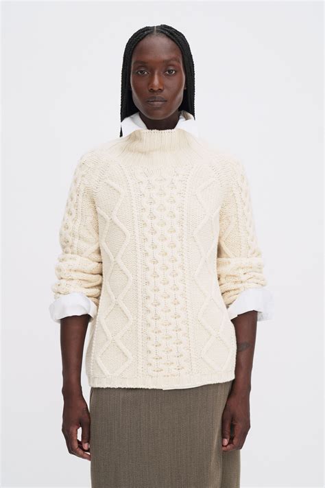 Wool Cable Knit Sweater - Cream White | FILIPPA K
