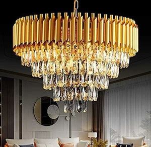 MSM K9 Crystal Gold polish metal 500mm chandelier hanging ceiling ...