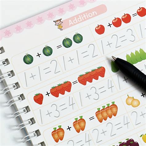 Educational Exercise Books with Groove Templates for Math and Letters ...