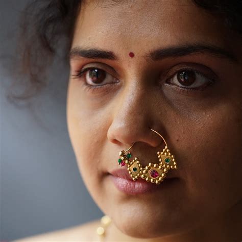Buy Silver Godavari Nath Gold Plated Nose Ring - House of Aadyaa
