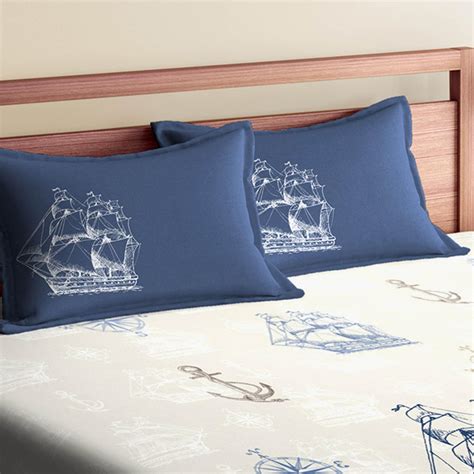 Buy Spaces Essentials Boat Print Double Bedsheet - 274 x 274 cm from ...