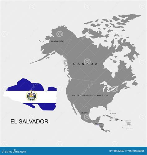 Territory of El Salvador on North America Continent. Flag of El ...
