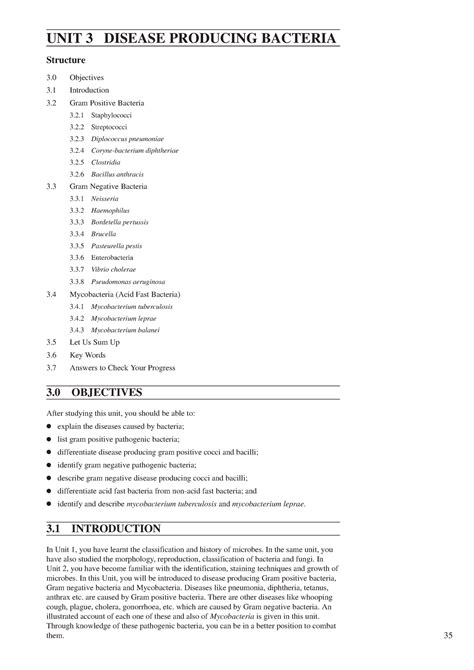 Disease producing bacteria, bsc nursing exam notes - 35 UNIT 3 DISEASE ...