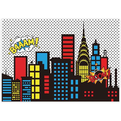 Buy Allenjoy 82" x 59" Superhero Themed Backdrops Super City Skyline ...