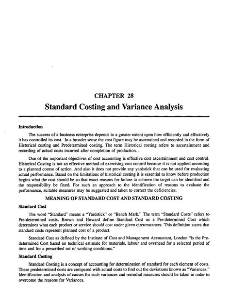Standard Costing and Variance Analysis - CHAPTER 28 Standard Costing ...