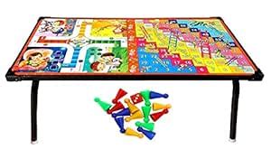 Eduway Wooden Ludo Table | Snakes and Ladders Printed Table | Foldable ...