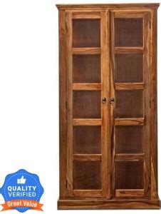 Flipkart Perfect Homes Sheesham Wood Transparent Glass Display Crockery ...
