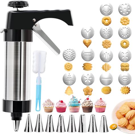 Amazon.com: Blissfulmilo Stainless Steel Spritz Cookie Press Set,Cookie ...