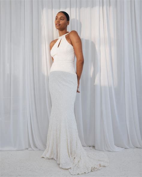 High Collar Halter Wedding Dress