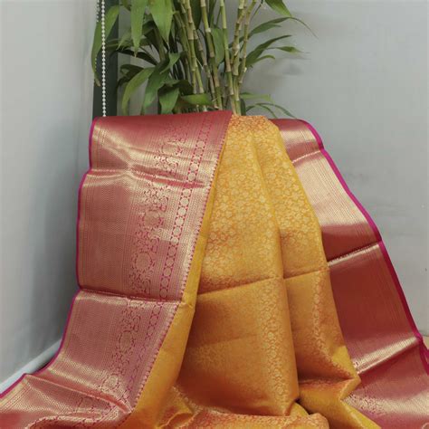 Mustard Yellow Color Tissue By Silk Saree With Contrast Matching Pallu ...