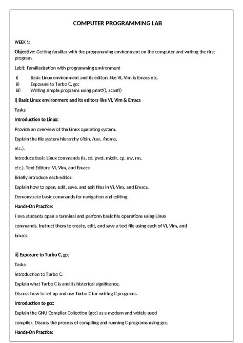 CP LAB R23: Week 1 - Introduction to Programming Environment and Basics ...