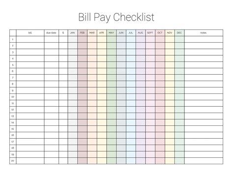 Printable Spreadsheet For Bills