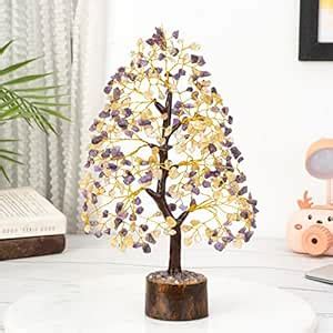 Buy HindCraft Amethyst & Citrine Crystal Tree Good Luck Showpiece for ...