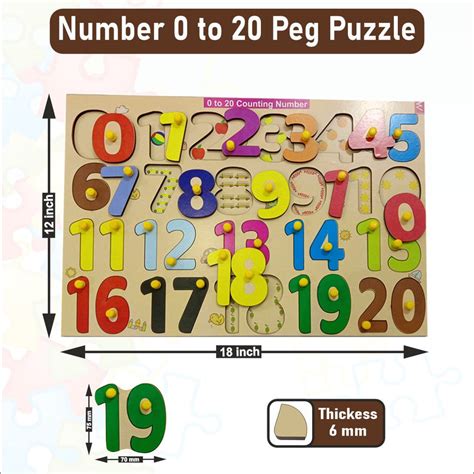 Wooden Numbers 0-20 Peg Board Puzzle- 12*18 inch – Wissen Products