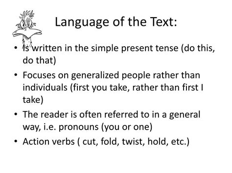 Image result for Language Features of a Procedural Text