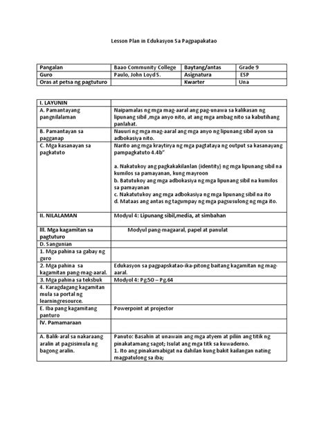 Image result for Ecap Lesson Plan Examples