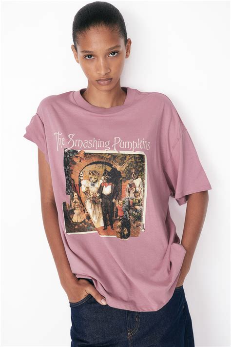 - Oversized printed T-shirt - Pink/The Smashing Pumpkins - Ladies | H&M IN