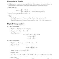 Formula sheet: Comparators - Digital Circuits - Electronics and ...