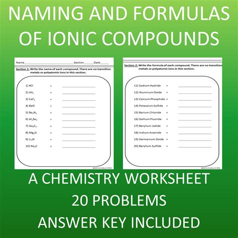Image result for Ionic Compound Formulas Worksheet