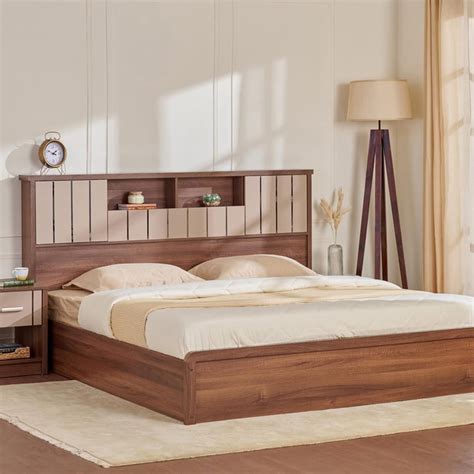 Buy Leon Bond King Bed with Hydraulic Storage - Brown from Home Centre ...