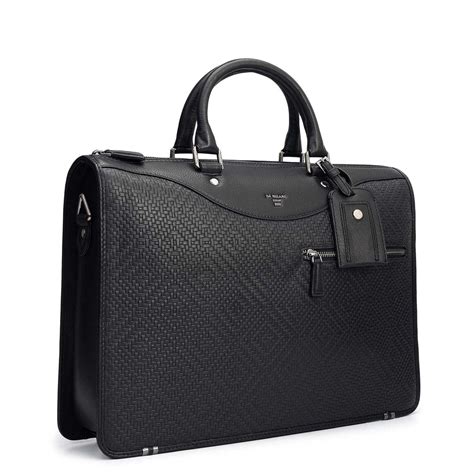 Mat Emboss Plain Leather Laptop Bag - Black – Da Milano