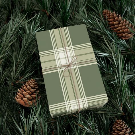 Sage Green Plaid Wrapping Paper, Christmas Gift Wrap, Fun Wrapping ...