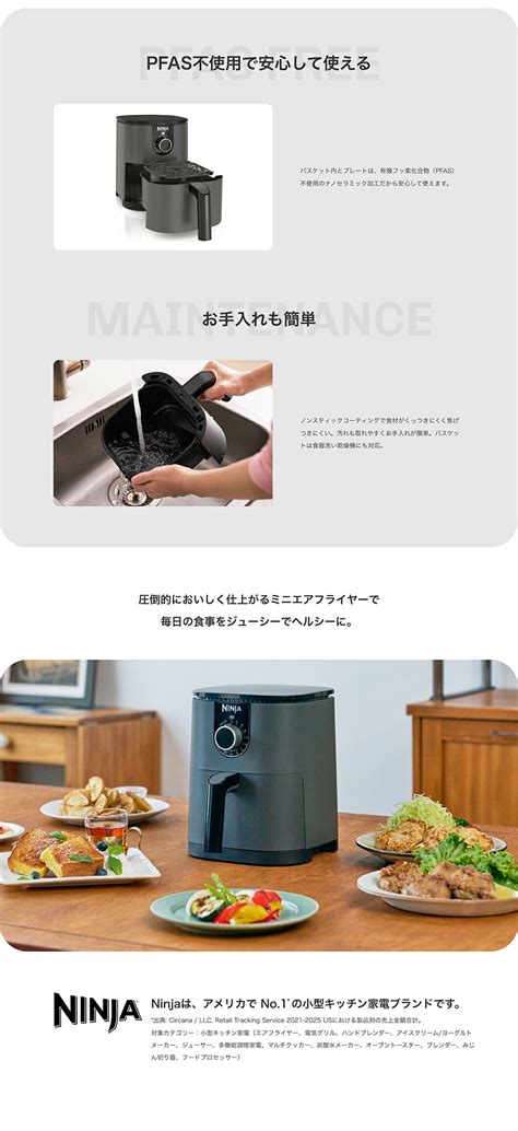 【楽天市場】ポイント10倍 【11月21日新発売】【Ninja 公式】Ninja Mini Air Fryer ミニエアフライヤー ...