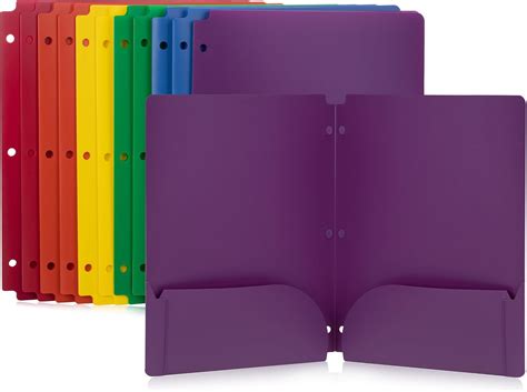 Amazon.com : 12-Pack, 2 Pocket and 3 Hole Letter Size Plastic Folders ...