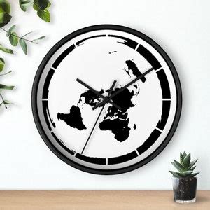 Buy Wall Clock Flat Earth World Map, Azimuthal Equidistant, Flat Earth ...