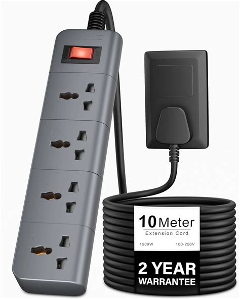 Fedus 4 Socket Surge Protector Switches Board & Long Cord – FEDUS