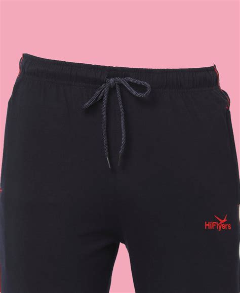 Buy HiFlyers Mens Navy Regular Fit Solid Cotton Blend Trackpant/Jogger ...
