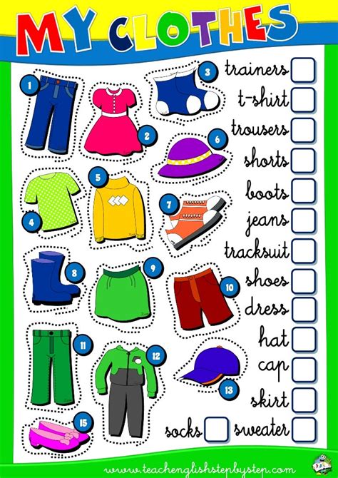 Clothes 3 #learnarabicworksheets | Learning english for kids, English ...