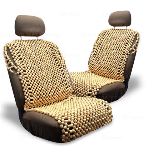 Zone Tech 2x Natural Wood Wooden Beaded Seat Cover Massage Cool Car ...