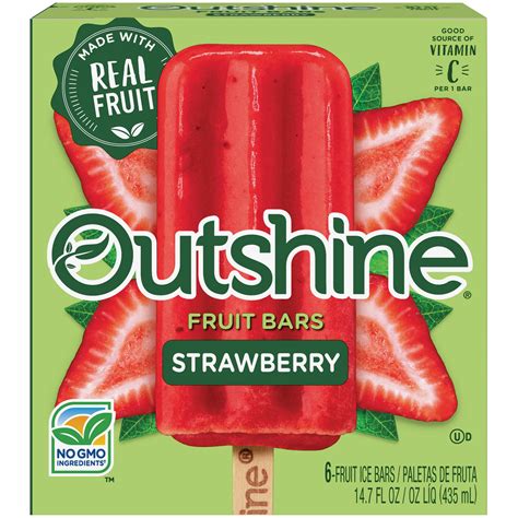 OUTSHINE Strawberry Frozen Fruit Bars, 6 Ct. Box | Gluten Free | Non ...