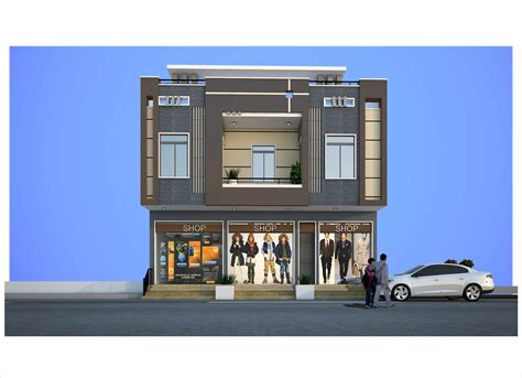 3d elevation 35x40 ground and first shop residential | 3D Elevation