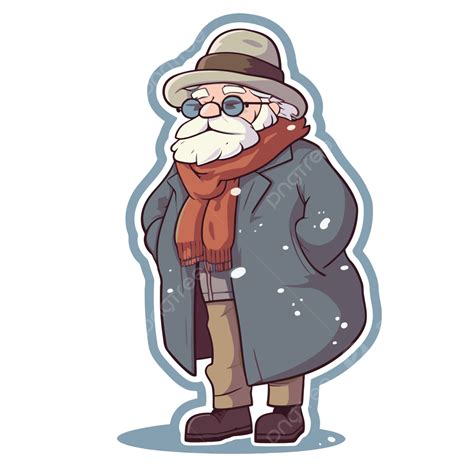 Cartoon Old Man In Winter With Sunglasses Clipart Vector Clipart ...