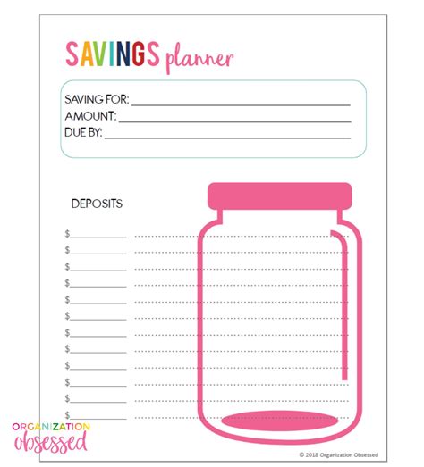 Printable Money Savings Chart - Educational Chart Resources