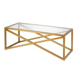 Meyer&Cross Lovett 45 in. Brass Large Rectangle Glass Coffee Table with ...