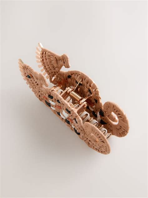 Buy Natural Seahorse Claw Clip With Raffia from Next India