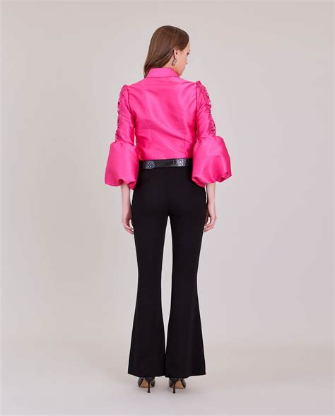 MARQUISE Pink Designer Shirt with Bold Balloon Sleeve | ANNE FONTAINE
