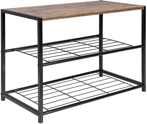 INDIAN DECOR. 45999 2 Tier Shoe Rack Bench With Seat Standing, Metal ...