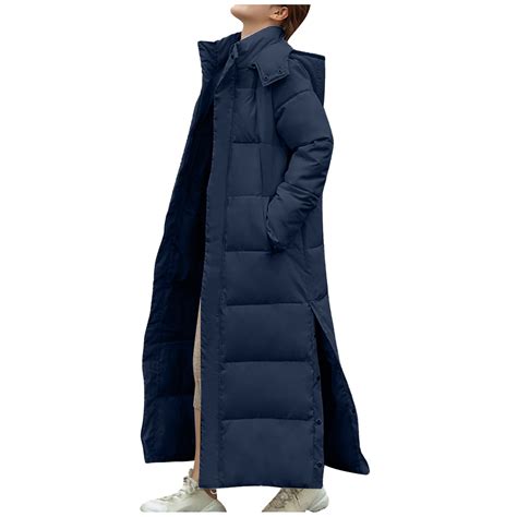 Winter Coat for Women Plus Size Long Hooded Quilted Jackets Outerwear ...